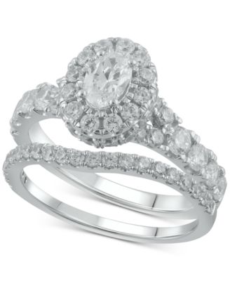 Macy's - Diamond Oval Halo Bridal Set (2 ct. t.w.) in 14k White Gold