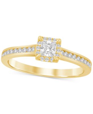 Macy's - Diamond Princess Halo Engagement Ring (1/2 ct. t.w.) in 14k Gold