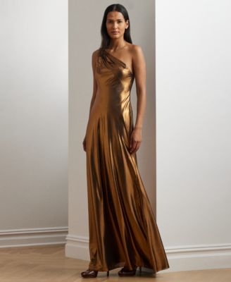 Lauren Ralph Lauren - Women's One-Shoulder Metallic Chiffon Gown