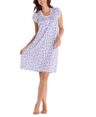 Miss Elaine - Plus Size Diamond-Yoke Lace-Trim Nightgown
