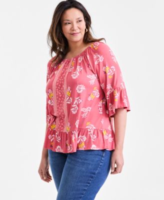 Style & Co - Plus Size Runway Floral Convertible Top
