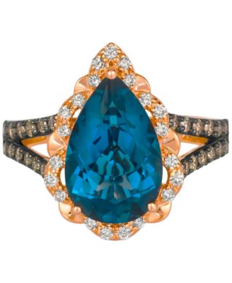 Le Vian - -- Blue Topaz (4-3/4 ct. t.w.) & Diamond (1/2 ct. t.w.) Pear-Shape Statement Ring in 14k Rose Gold