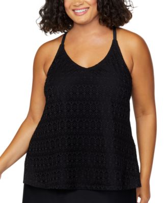 Island Escape - Plus Size Crochet Racer-Back Tankini