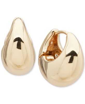 Anne Klein - Gold-Tone Polished Tapered Chunky Small Huggie Hoop Earrings, 0.69"