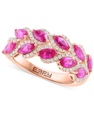 EFFY Collection - Marquise-Cut Ruby (1-5/8 ct. t.w.) & Diamond (1/3 ct. t.w.) Statement Ring in 14k Rose Gold