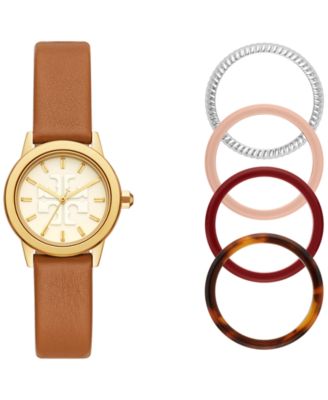 Tory Burch - Women's Gigi Luggage Leather Strap Watch 28mm Interchangeable Set
