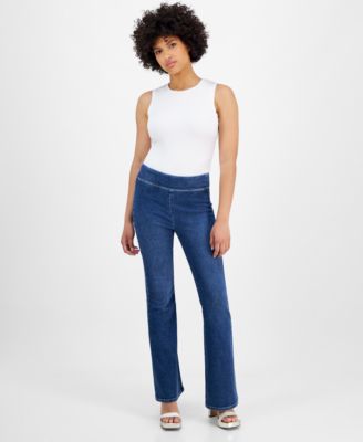 DKNY Jeans - Petite Flared-Leg High Rise Pull-On Jeans