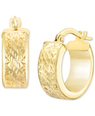 Macy's - Polished Diamond Cut Extra-Small Huggie Hoop Earrings in 14k Yellow Gold, 3/8"