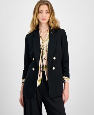 Bar III - Women's Faux Double-Breasted Scrunch-Sleeve Blazer