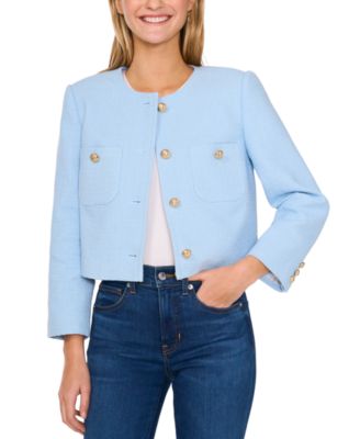 CeCe - Women's Long Sleeve Collarless Tweed Jacket