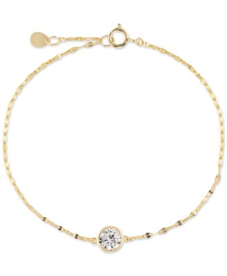 Macy's - Cubic Zirconia Solitaire Bezel Mirror Link Chain Bracelet (1 ct. t.w.) in Sterling Silver