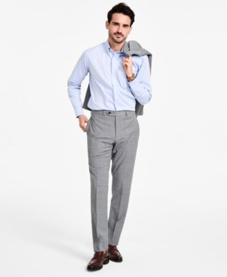Brooks Brothers - Men's Windowpane Wool-Blend Stretch Classic-Fit Suit Pants
