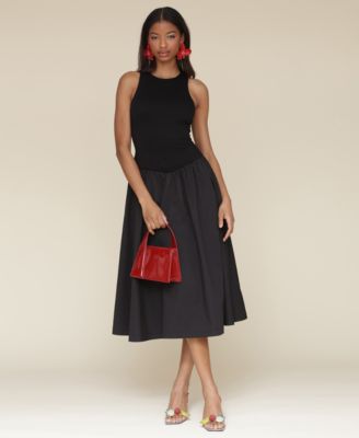 Avec Les Filles - Women's Fit & Flare Mixed-Media Dress