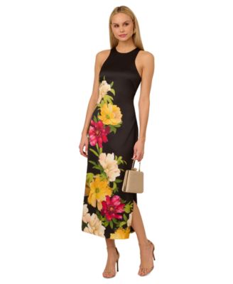 Adrianna - Women's Printed Satin Sleeveless Midi Dress