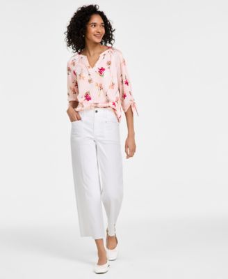 Jones New York - Petite Patch-Pocket Wide-Leg Pants