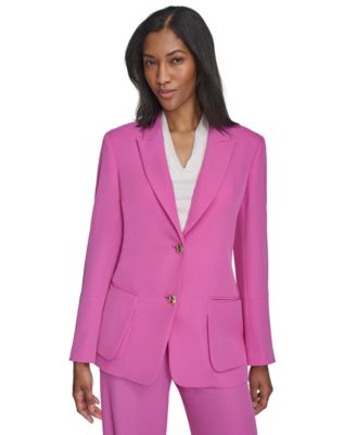 Halston - Women's Notched-Collar Two-Button Blazer