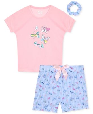 Max & Olivia - Big Girls Butterfly-Print 2-Pc. Shorts Pajama Set