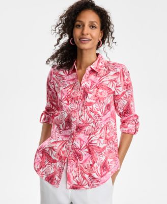 Charter Club - Plus Size Linen Palm Canopy Top