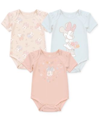 Disney - Baby Girls Minnie Mouse Short-Sleeve Bodysuits, Set of 3
