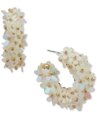 lonna & lilly - Gold-Tone Flower Cluster C-Hoop Statement Earrings