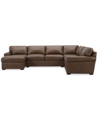 Furniture - Radley Roll Arm 139" 5-Pc. Leather Square Corner Chaise Sectional