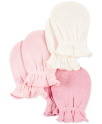 Carter's - Baby Girls Cotton Mittens, 3 Pack