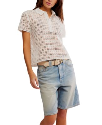 Free People - Women's Anna Eyelet Polo Top
