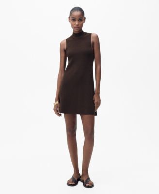 MANGO - Women's Perkins-Neck Knitted Dress