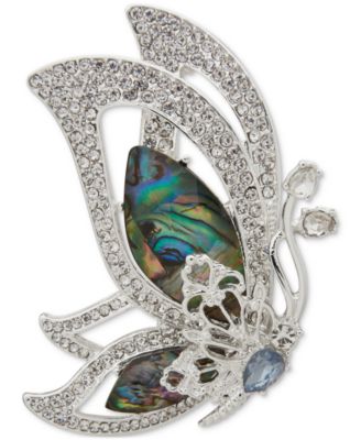 Anne Klein - Silver-Tone Mixed Stone Butterfly Pin