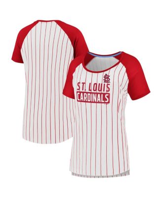 Fanatics - Women's White St. Louis Cardinals Cooperstown Collection Iconic Pinstripe Raglan Scoop Neck T-Shirt