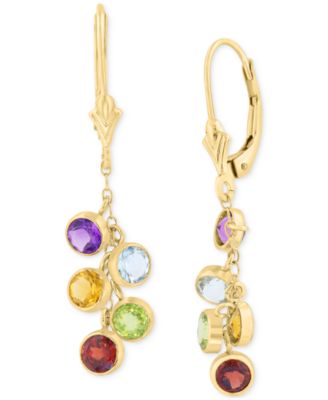 EFFY Collection - Multi-Gemstone Dangle Drop Earrings (2-5/8 ct. t.w.) in 14k Gold