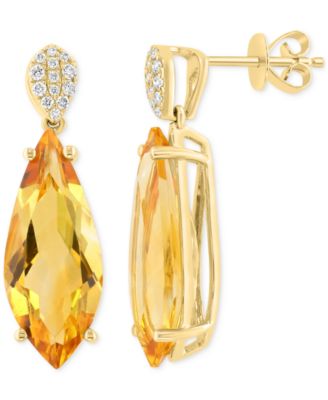 EFFY Collection - Citrine (8-5/8 ct. t.w.) & Diamond (1/6 ct. t.w.) Drop Earrings in 14k Yellow Gold
