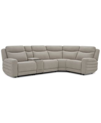 Furniture - Kristyan 5-Pc. Fabric Sectional with 2 Power Motion Chairs and Console