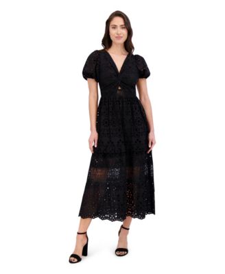 Siena - Women's Cotton Embroidered Eyelet Lace Maxi Dress