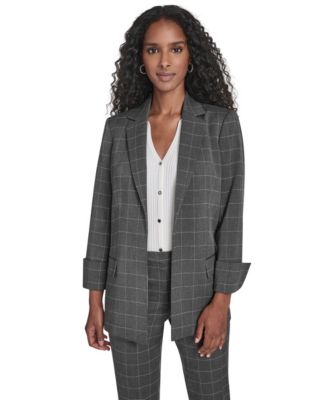 Calvin Klein - Women's Windowpane Open Front Jacket