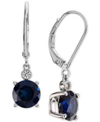 Macy's - Lab-Grown Sapphire (2-7/8 ct. t.w.) & White Sapphire Accent Drop Earrings in Sterling Silver (Also Available in Lab-Grown Emerald & Ruby)
