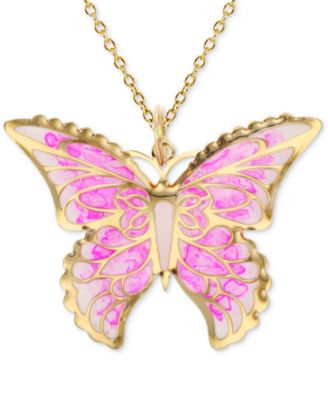 Macy's - Enamel Ombr&eacute; Butterfly 18" Pendant Necklace in 14k Gold