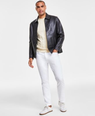 Alfani - Men's Leather Jacket, Sweater & Straight-Fit Pants