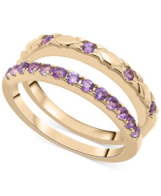 Macy's - 2-Pc. Set Amethyst Stack Rings (1/2 ct. t.w.) in 14k Gold-Plated Sterling Silver