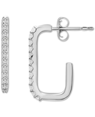 Wrapped - Diamond Squared Open Hoop Earrings (1/6 ct. t.w.) in 14k White Gold