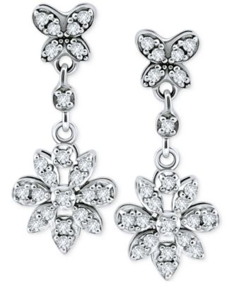 Giani Bernini - Cubic Zirconia Flower Drop Earrings in Sterling Silver