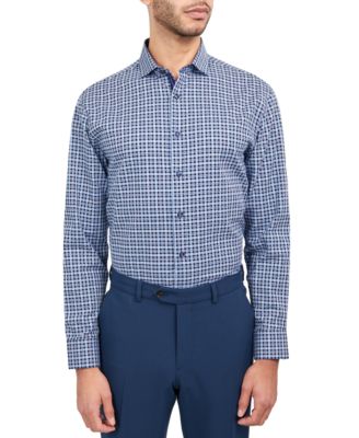 MICHELSONS OF LONDON - Men's Regular-Fit Twill Check Dress Shirt