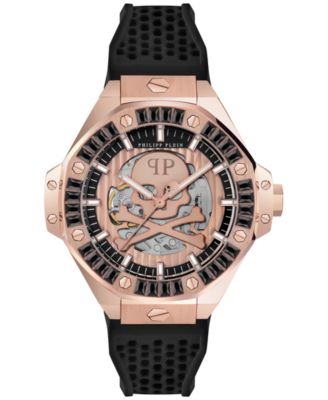 Philipp Plein - Men's Automatic Skeleton Royal Black Silicone Strap Watch 46mm