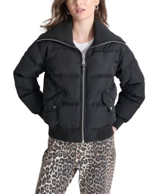 DKNY - Women's Knit-Trim Zip-Front Puffer Coat