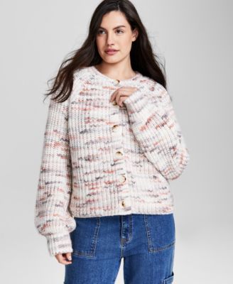 And Now This - Women's Flecked-Knit Raglan-Sleeve Cardigan