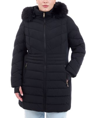 Michael Kors - Plus Size Faux-Fur-Trim Hooded Puffer Coat
