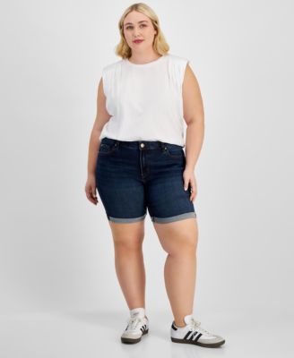 Celebrity Pink - Trendy Plus Size Rolled-Cuff Denim Shorts