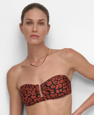 DKNY - Women's Shirred U-Wire Bandeau Bikini Top