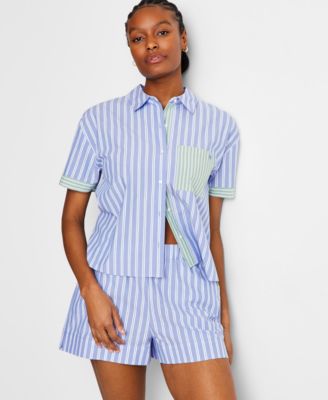 State of Day - Women's Colorblocked Striped Boxer Pajama Set