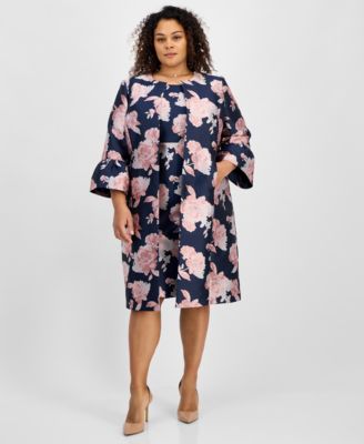 Kasper - Plus Size Jacquard Floral Open-Front Topper